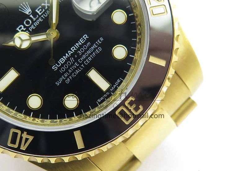 MiroTime 0111 WaterResistant Submariner 116618 LN D1F Best Edition YG Wrapped Black Dial on YG Wrapped Bracelet A 2588